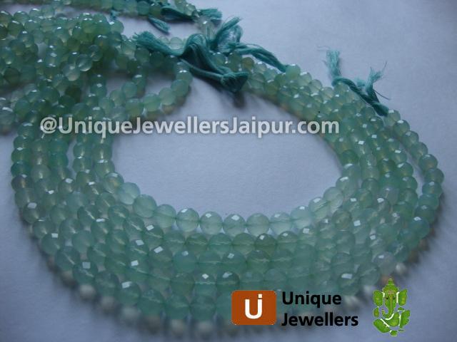 Peru Blue Chalsydony Faceted Round Beads
